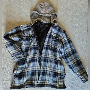 G.H. Bass & Co. Blue Plaid Hooded Puffer Jacket
